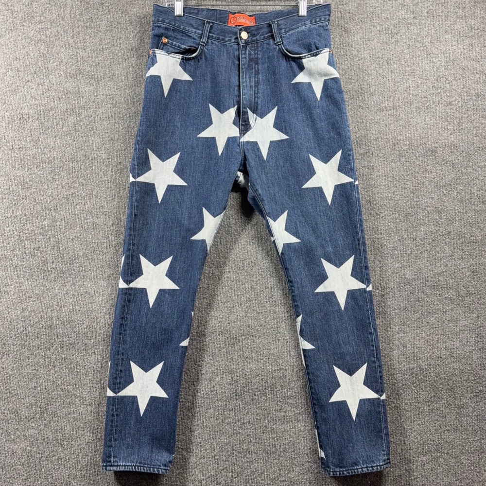 Devil Nut Jeans Mens S Under Redflag Oversized Star Print Y2K Inspired